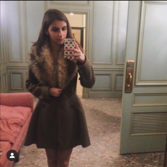 ASOS Olive Green Flared Coat - Picture 3 of 4